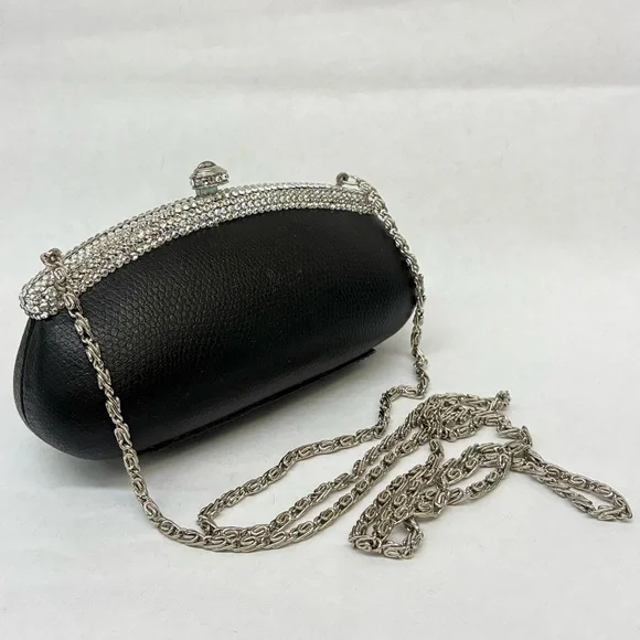 Daniella Tiny Purse W/ Rhinestones Handle & Cross-body Chain - Picture 2 of 7